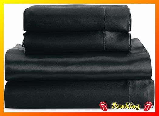 Charmeuse Black Pure Silk Satin - Queen Size Bed Linen - 4 Piece