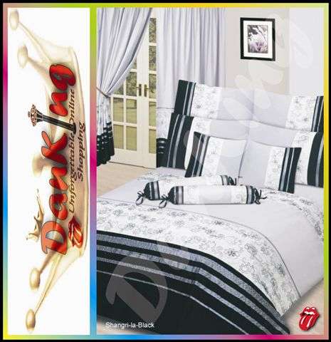 Exclusive Embroided King Bed Linen - Shangri La Black Creation