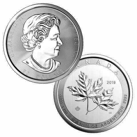 2019 10 Oz Canada Silver Maple in Capsule