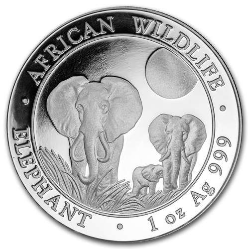 2014 1 Oz Somali Elephant Silver Bullion in Capsule