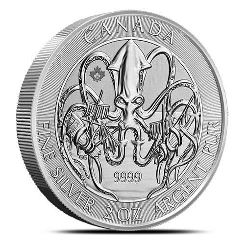 2020 2 Oz Canada Kraken Silver Coin