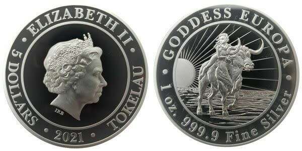 2022 1 oz Goddess Europa Silver Coin