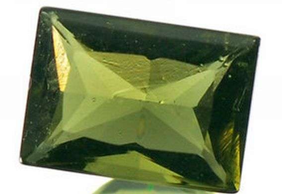 0.85 ct RARE MOLDAVITE FACETED RECTANGLE GEM  5x7mm PRINCESS CUT VS1