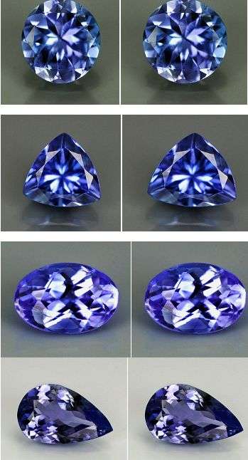 1.88 ct Tanzanite Lot Calibrated Mixed Pairs Trillion,Oval,Pear,Round 8 Pieces VS1
