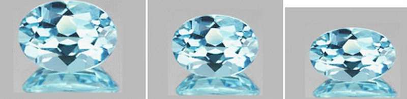 A Grade Topaz Sky Blue  Lot Three Pieces 3.86  ct Mixed Sizes