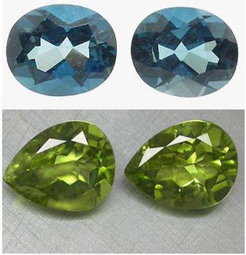 AA Grade Mixed Gemstone Lot 3.83 total  ct Topaz Pair and Peridot Pair