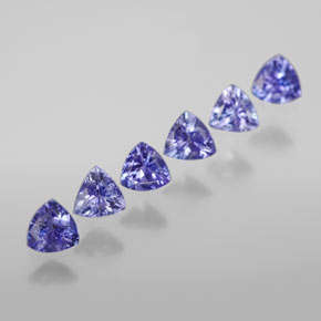 Tanzanite Trillion Lot  Six Pieces A Grade 3mm-0.75 ct total