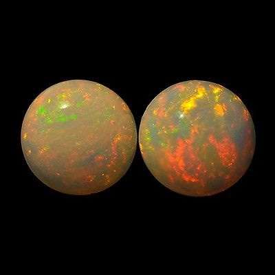 AA Grade Ethiopian Welo Opal Round Pair 2.23cts 6mm