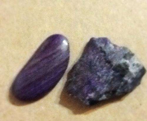 Two piece sugilite lot 107 cts two piece lot rough and carbachon