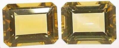 AA Grade Lemon Citrine  2.06ct 7mm x5 mm Pair Emerald Cut