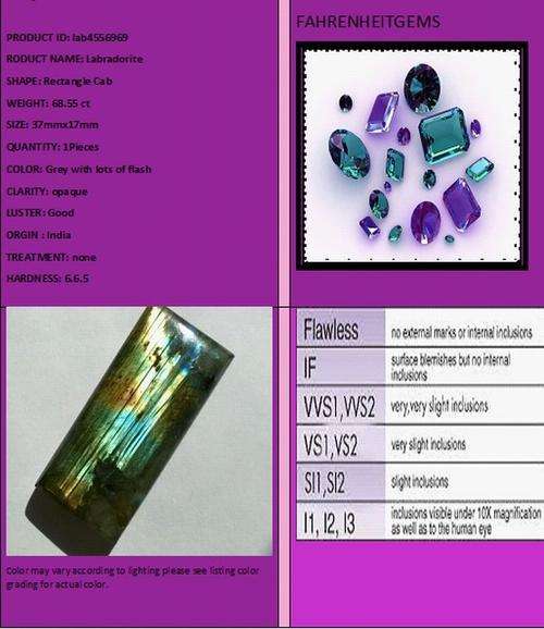 Labradorite cab 68.55 ct rectangular cut