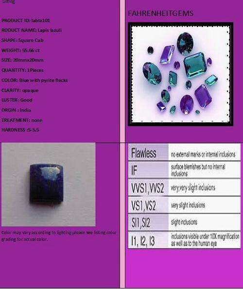 Lapis lazuli cab oval cut 55.66 ct square cut