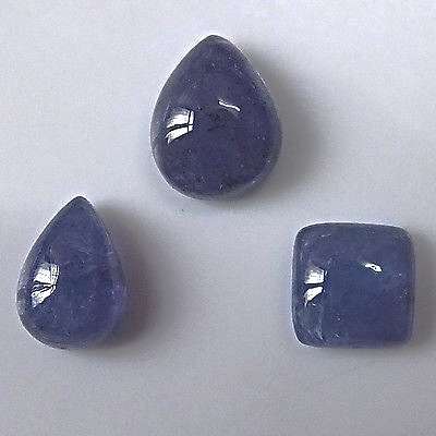 Tanzanite A Grade Cab Three Piece Lot 13.5 ct