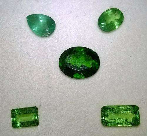 AA Grade Green Gemstone Mix Tasvorite Garnet, Emerald , Chrome Diopside 5 Pieces Lot