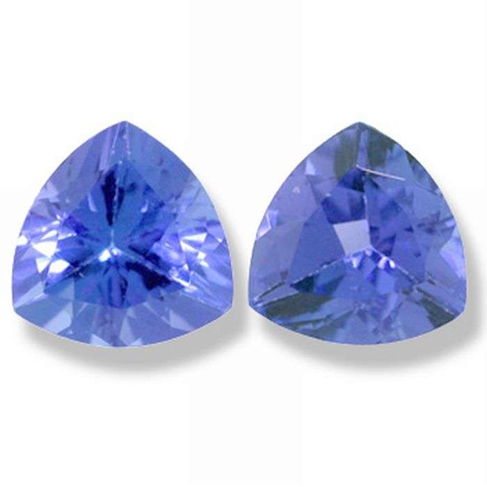 Certified Tanzanite Pair Trillion 0.50 ct AA Gade Top Tanzanite