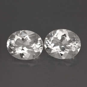 Ceritfied Pair of  White Quartz 1.01 ct Total Oval Cut AA Grade 6mmx4mm