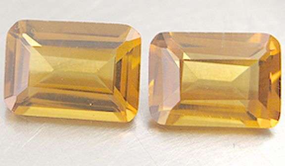 Certfied Lemon Quartz 3.86 ct AA Grade Emerald cut Two Stones 10mmx7mm