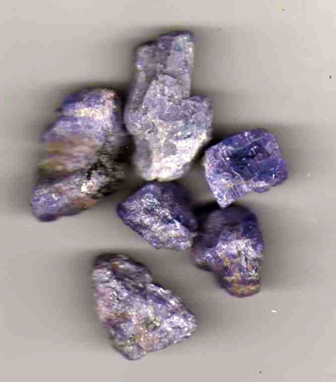 Tanzanite Crystal Lot 42 ct  Rough Mineral Specimens 6 Pieces