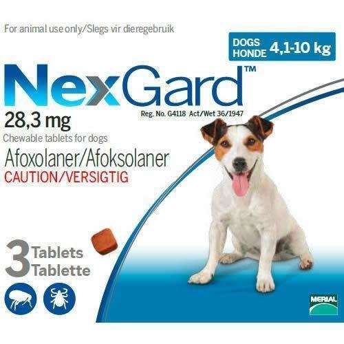 NexGard Chewables - Tick & Flea Control - Medium Dog 4-10kg - 3 Tablets