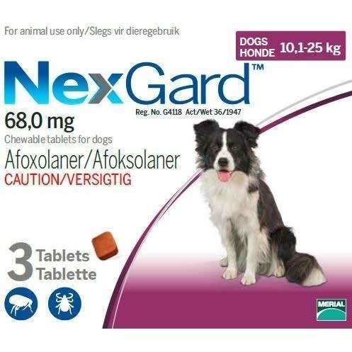NexGard Chewables - Tick & Flea Control - Large Dog 10-25kg - 3 Tablets