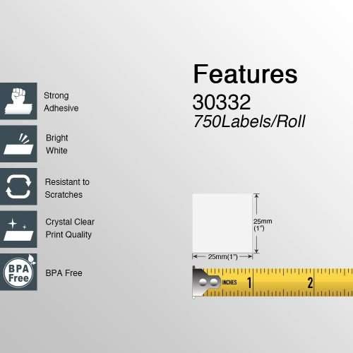 BETCKEY - Compatible DYMO 450 30332 (1` x 1`) Multipurpose Square QR Code Labels