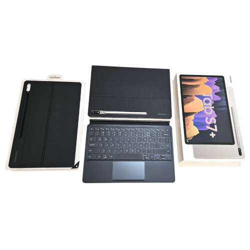 Samsung Galaxy Tab S7+ 12.4` (T970) WiFi Tablet - Mystic Silver with Case and Keyboard