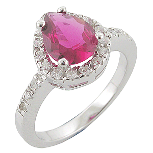BEAUTIFUL! Gem Type: Ruby, White CZ - 925 Sterling Silver CZ Ring (8)
