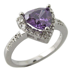 STUNNING! 925 Sterling Silver Amethyst and White CZ Ring *MOST REASONABLE INTERNATIONAL SHIPPING*