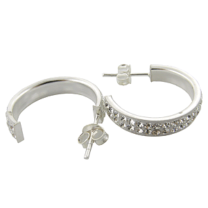 Solid SILVER 925- 2 ROW Swarovski Preciosa Crystal Earring *MOST REASONABLE INTERNATIONAL SHIPPING*