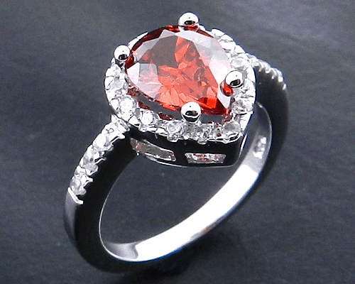 925 Sterling Silver Garnet and White CZ Ring  *MOST REASONABLE INTERNATIONAL SHIPPING*