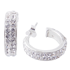 WOW! 925 silver Swarovski Preciosa Crystal Silver Earring *MOST REASONABLE INTERNATIONAL SHIPPING*