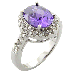 WOW! 925 Sterling Silver Amethyst and White CZ Ring New7/8/9*MOST REASONABLE INTERNATIONAL SHIPPING*