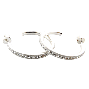 925 Sterling Silver Crystal Hoop Earring  *MOST REASONABLE INTERNATIONAL SHIPPING*
