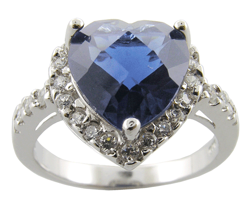 925 Sterling Silver Blue Sapphire and White CZ Ring New *MOST REASONABLE INTERNATIONAL SHIPPING