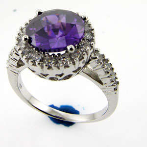 Wow! 925 Sterling Silver White CZ, Amethyst Ring *MOST REASONABLE INTERNATIONAL SHIPPING