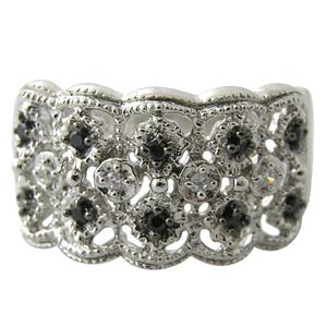 Wow BEAUTIFUL! Sterling Silver White CZ and Black CZ Ring *MOST REASONABLE INTERNATIONAL SHIPPING
