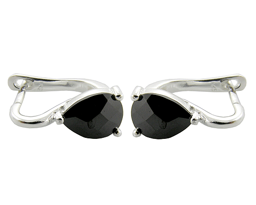 Wow BEAUTIFUL! 925 Sterling Silver Black CZ Earring *MOST REASONABLE INTERNATIONAL SHIPPING