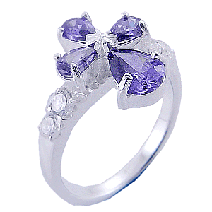 925 Sterling Silver Amethyst and White CZ Cross Ring New *MOST REASONABLE INTERNATIONAL SHIPPING