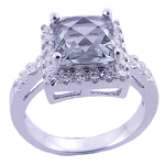 STUNNING!925 Sterling Silver Greenish Blue and White CZ Ring *MOST REASONABLE INTERNATIONAL SHIPPING