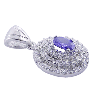 STUNNING!925 Sterling Silver Amethyst CZ and White CZ Pendant MOST REASONABLE INTERNATIONAL SHIPPING