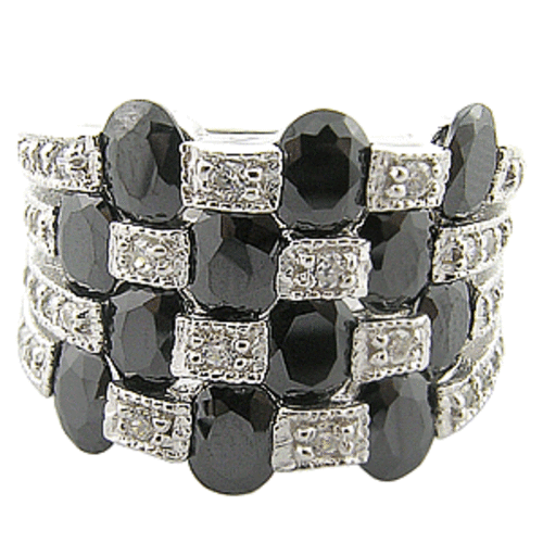 FIRST TIME EVER! 925 Sterling Silver White CZ And Black CZ*MOST REASONABLE INTERNATIONAL SHIPPING