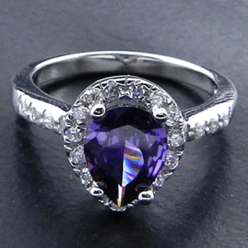 PLEASE LOOK! 925 Sterling Silver Amethyst and White CZ*MOST REASONABLE INTERNATIONAL SHIPPING