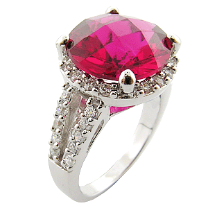 925 Sterling Silver CZ Ring Gem Type: Ruby, White CZ *MOST REASONABLE INTERNATIONAL SHIPPING