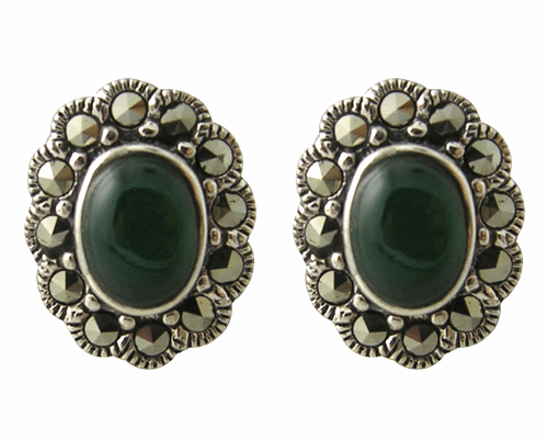 STUNNING Swiss Marcasite 925 Sterling Silver Stud Earring *MOST REASONABLE INTERNATIONAL SHIPPING