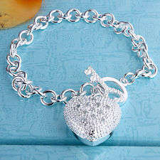 SUPER SPECIAL FOR TODAY ! SILVER HEART STERLING SILVER 925 STAMPED BRACELET.... STUNNING ITEM!!!!