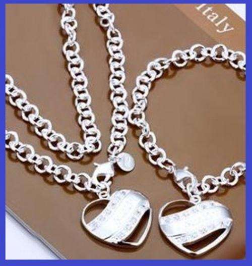 FREE SHIPPING!!! STERLING SILVER 925 STAMPED SILVER- NECKLACE + BRACELET.... NEVER BEFORE!