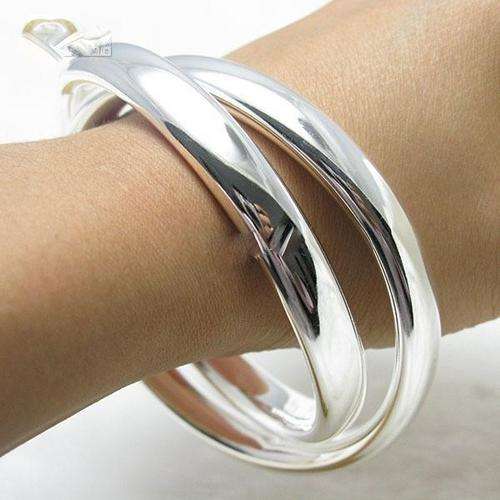 WEEKEND'S SPECIAL! STERLING SILVER 925 STAMPED BANGLE SET OF 2.... NEVER BEFORE!