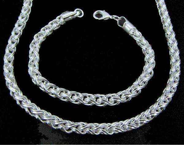 SET ! ABSOLUTELY BEAUTIFUL SILVER LINK BRACELET + NECKLACE- STAMPED 925 WINNER!