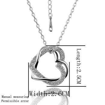 MUST BID! Impressive Swarovski elements and Rhinestone two Hearts Necklace!