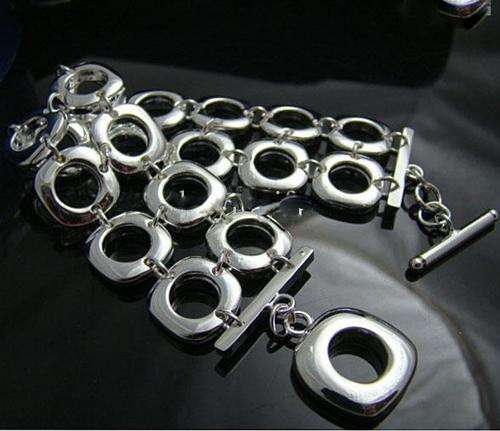 NEW! DOUBLE ROW LINK SILVER BRACELET STAMPED 925. BEAUTIFUL!     NEVER BEFORE FOR R1-00!!!!